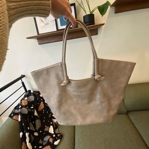 Gray leather Anthropologie purse